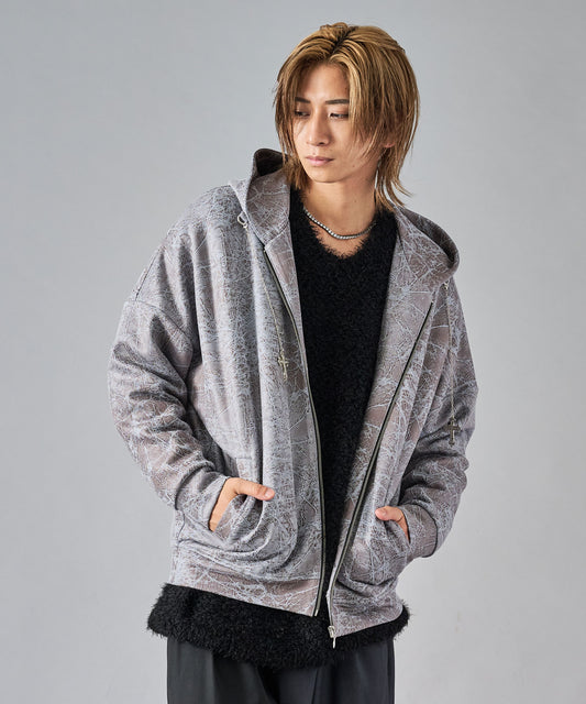 レザージップパーカー