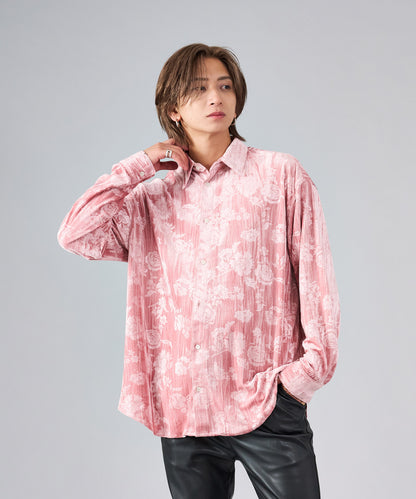 フラワーエンボスベロアシャツ