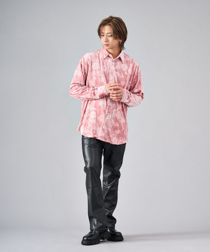 フラワーエンボスベロアシャツ