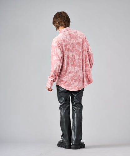 フラワーエンボスベロアシャツ