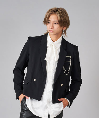 胸ファスナーチェーンWショートジャケット