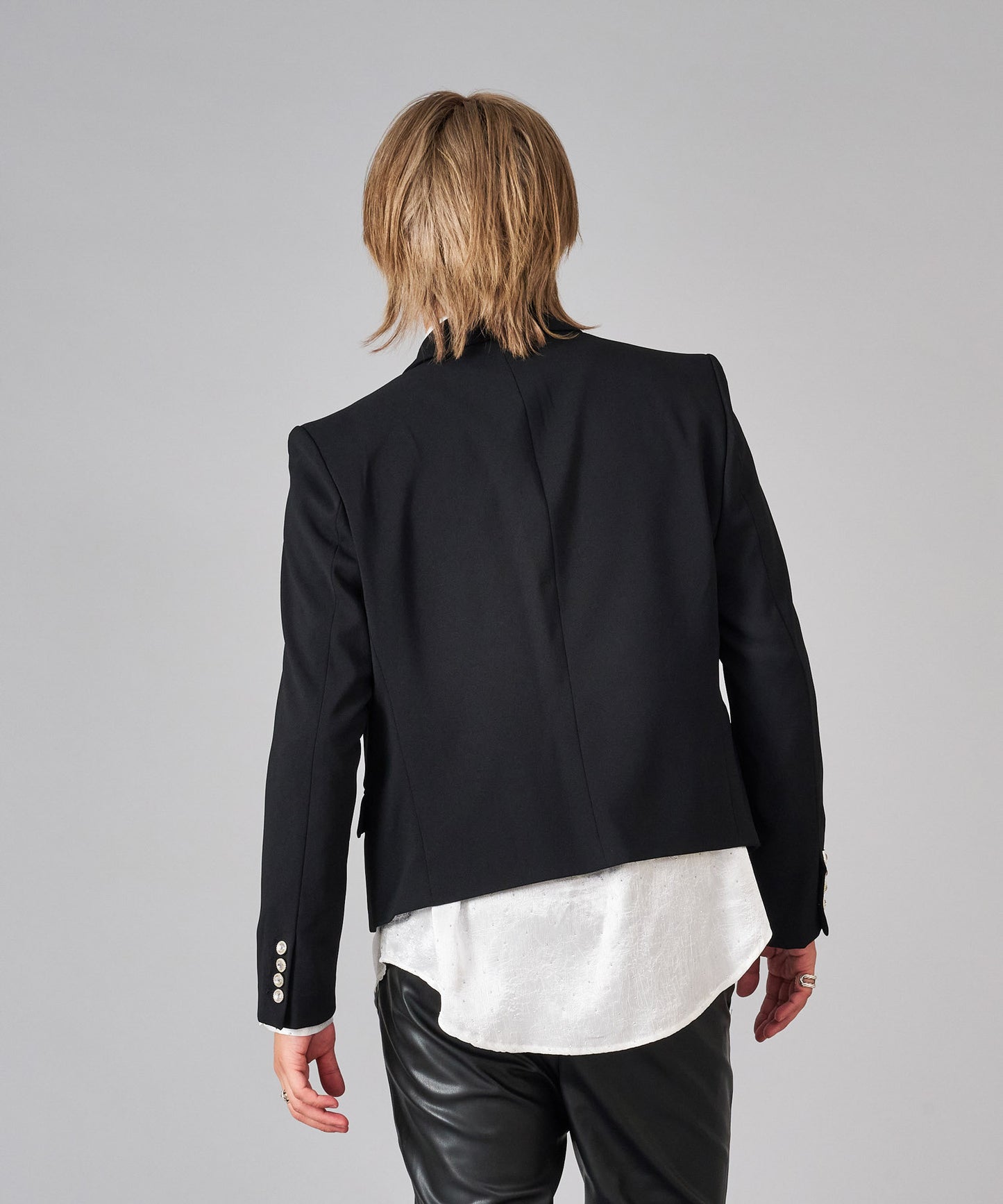 胸ファスナーチェーンWショートジャケット