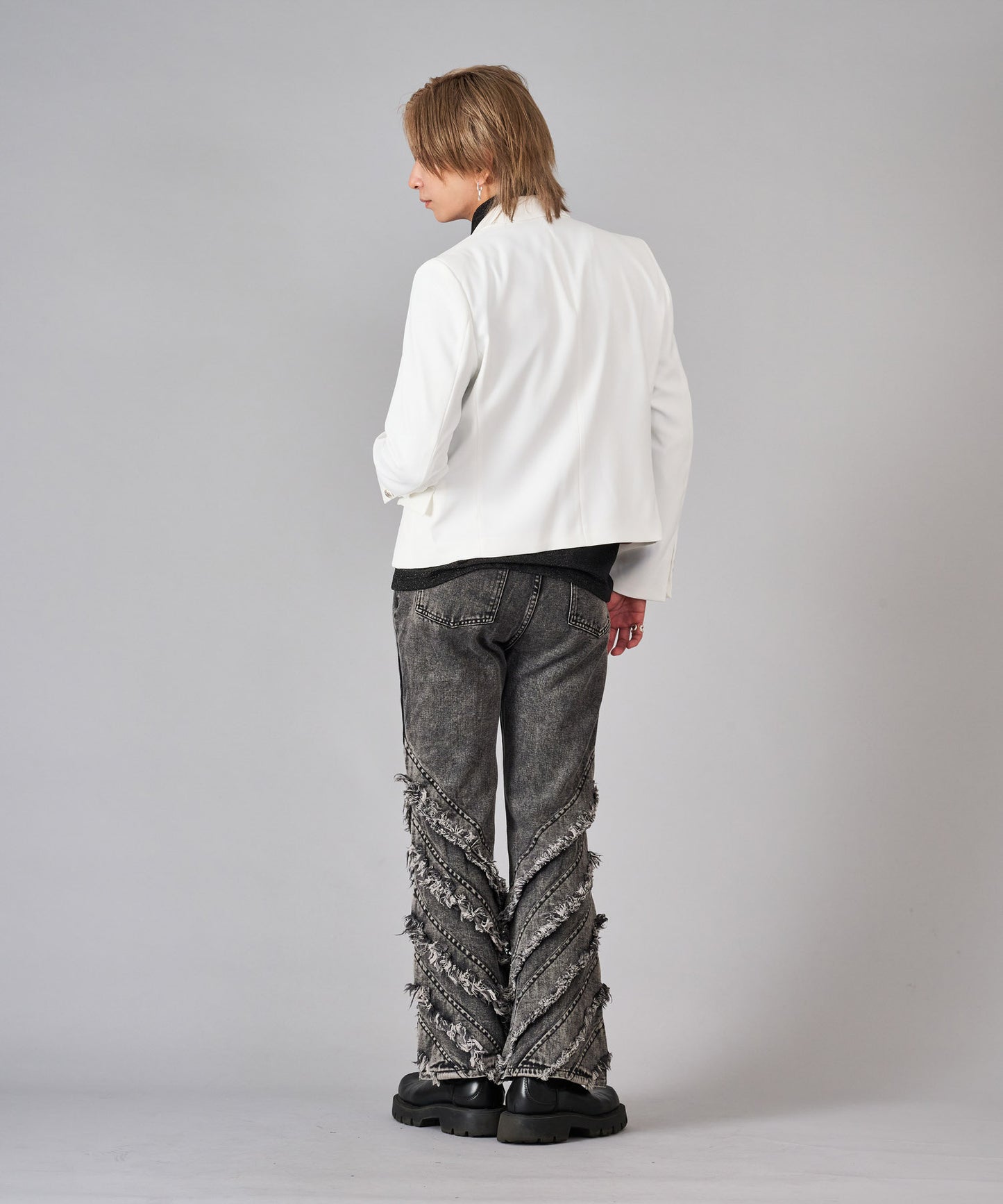 胸ファスナーチェーンWショートジャケット