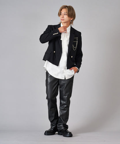 胸ファスナーチェーンWショートジャケット