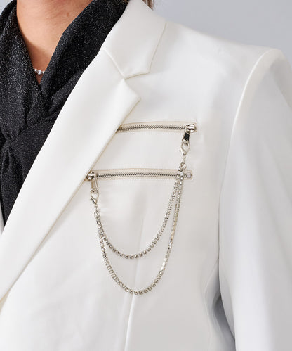 胸ファスナーチェーンWショートジャケット