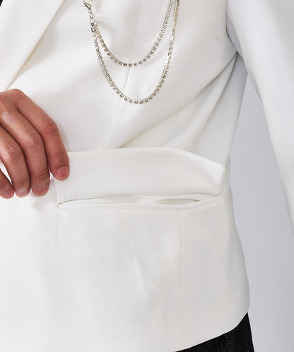 胸ファスナーチェーンWショートジャケット