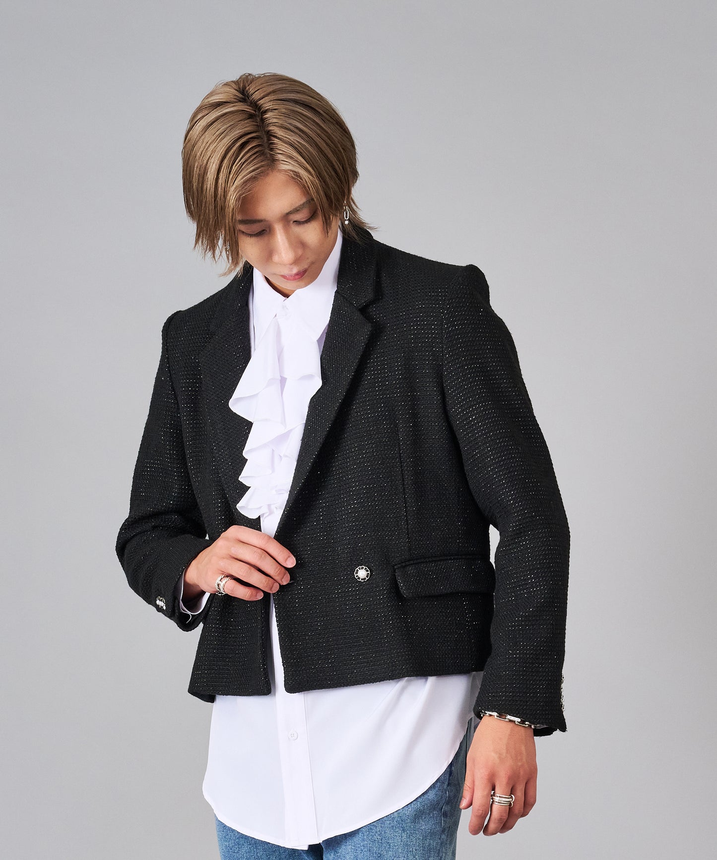 ラメ入りツイードデザインジャケット