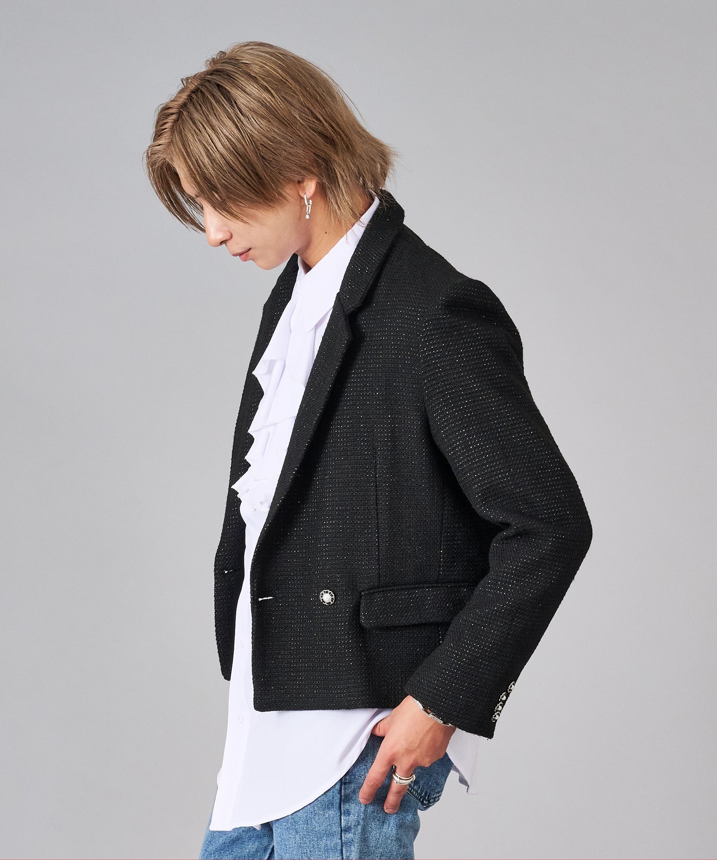 ラメ入りツイードデザインジャケット