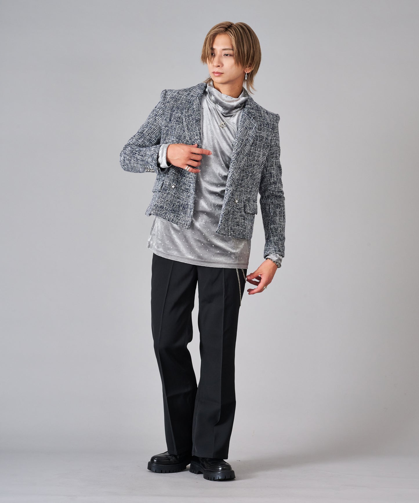 ラメ入りツイードデザインジャケット