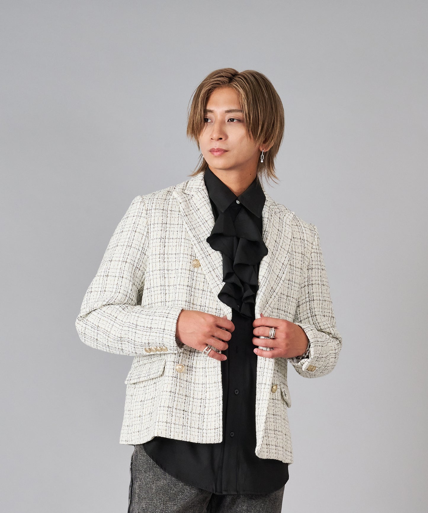 ラメ入りツイードWジャケット