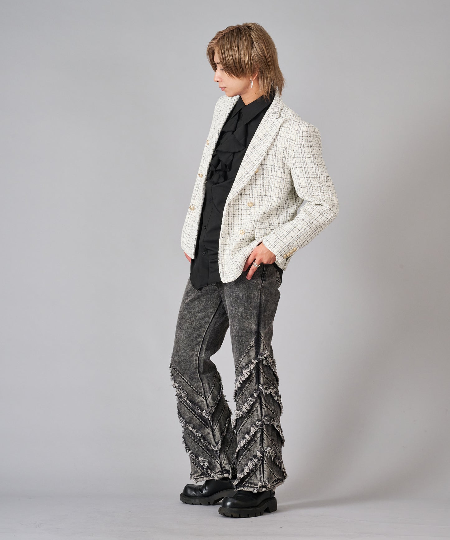 ラメ入りツイードWジャケット