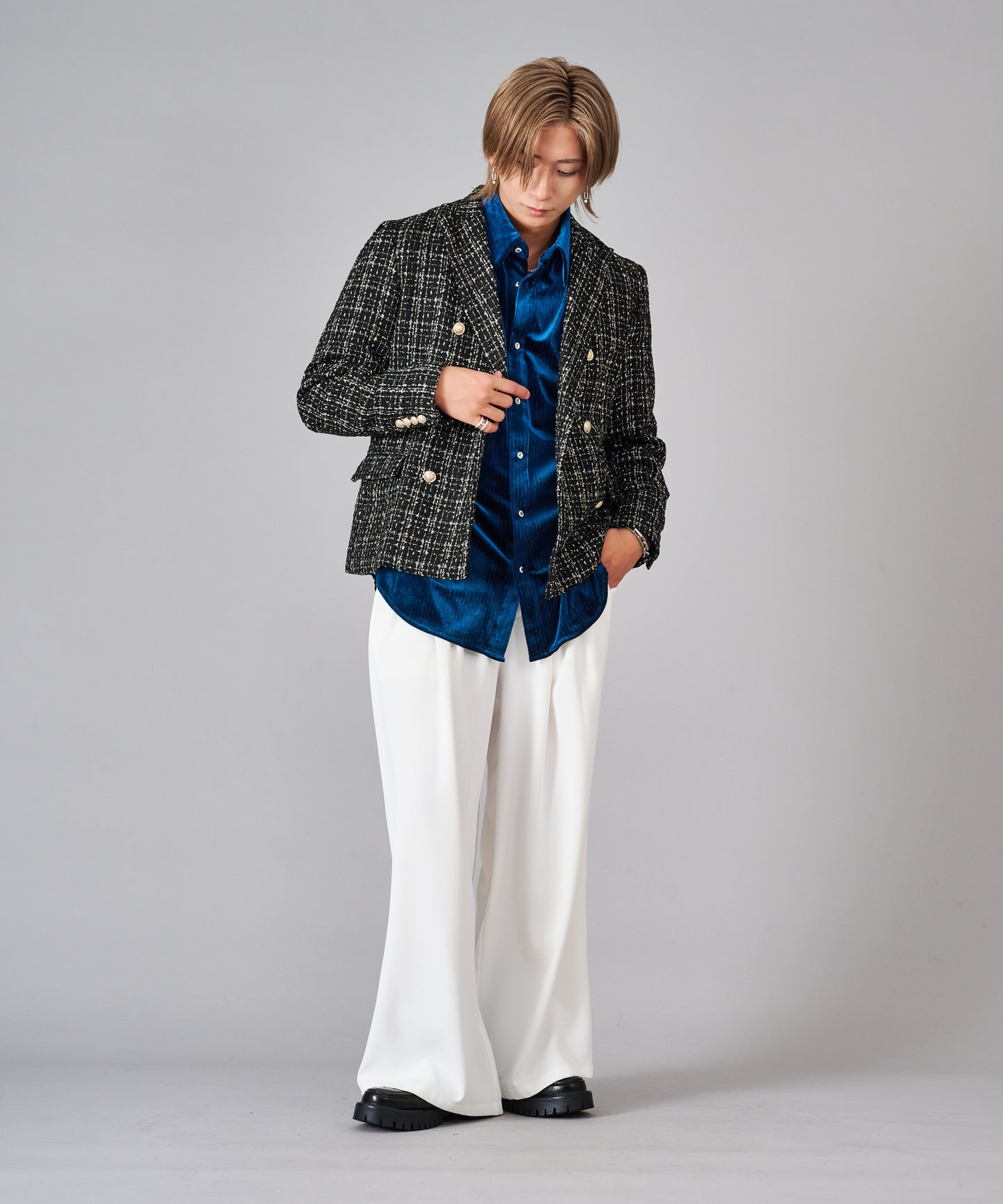 ラメ入りツイードWジャケット