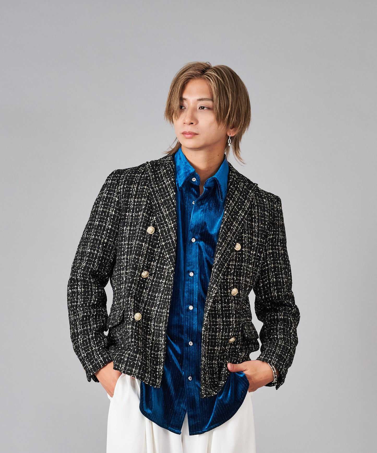 ラメ入りツイードWジャケット