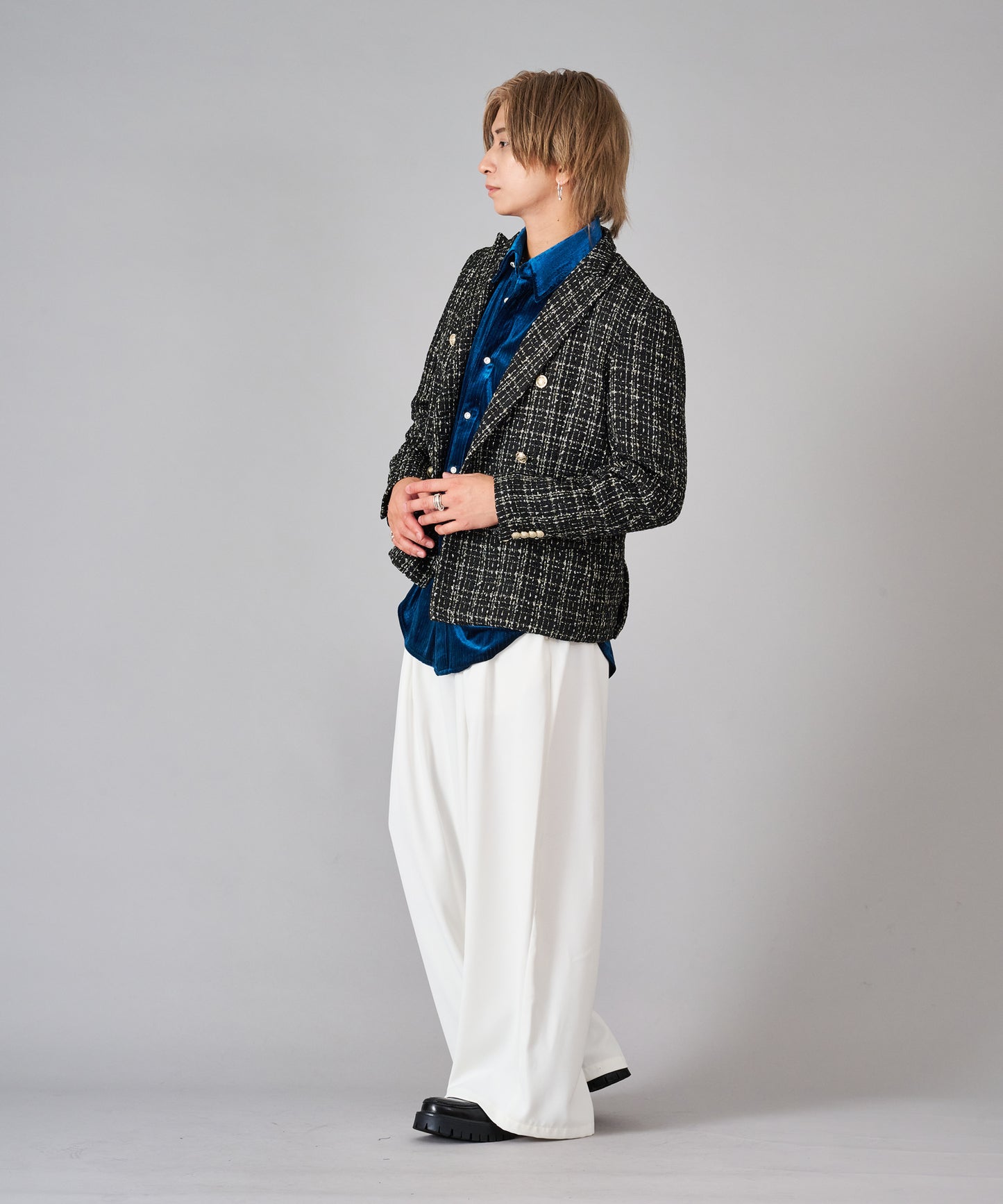ラメ入りツイードWジャケット
