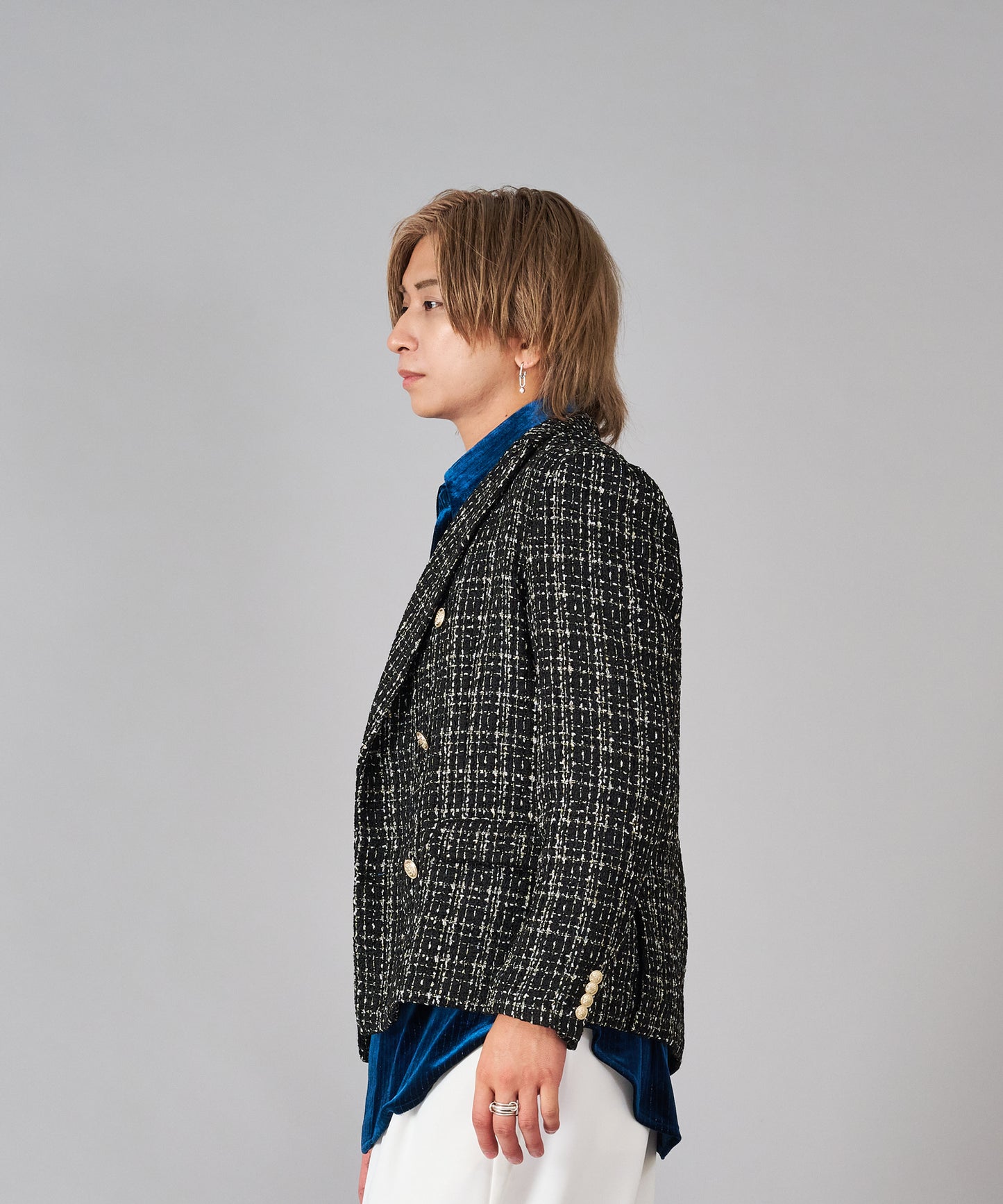 ラメ入りツイードWジャケット