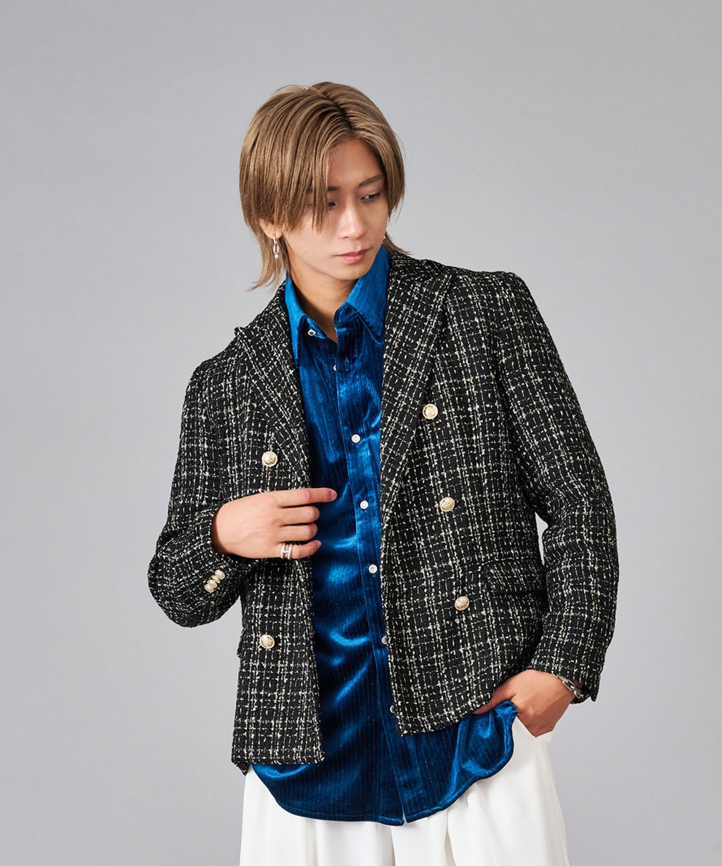 ラメ入りツイードWジャケット
