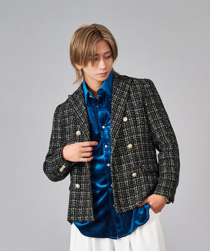 ラメ入りツイードWジャケット