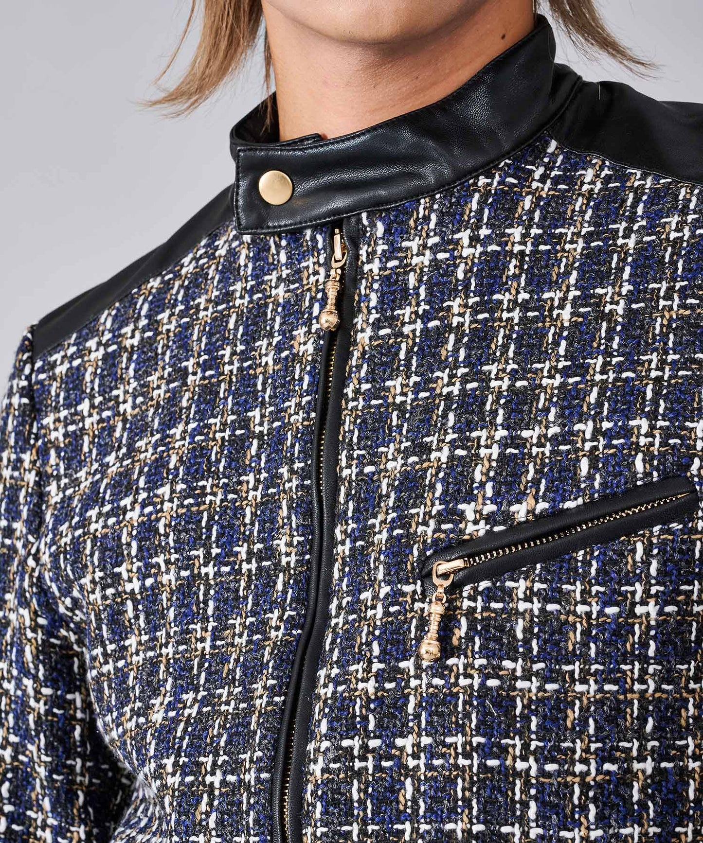 ツイードシングルライダースジャケット