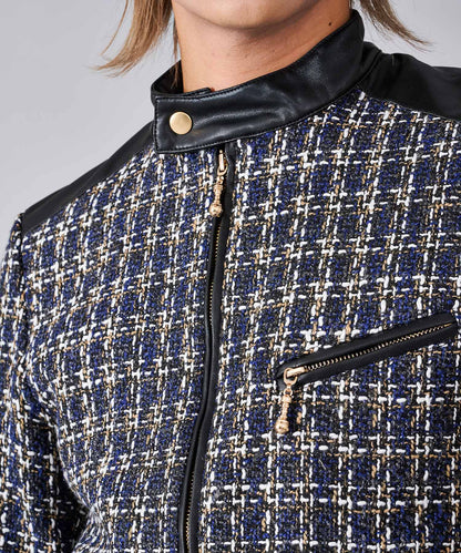 ツイードシングルライダースジャケット