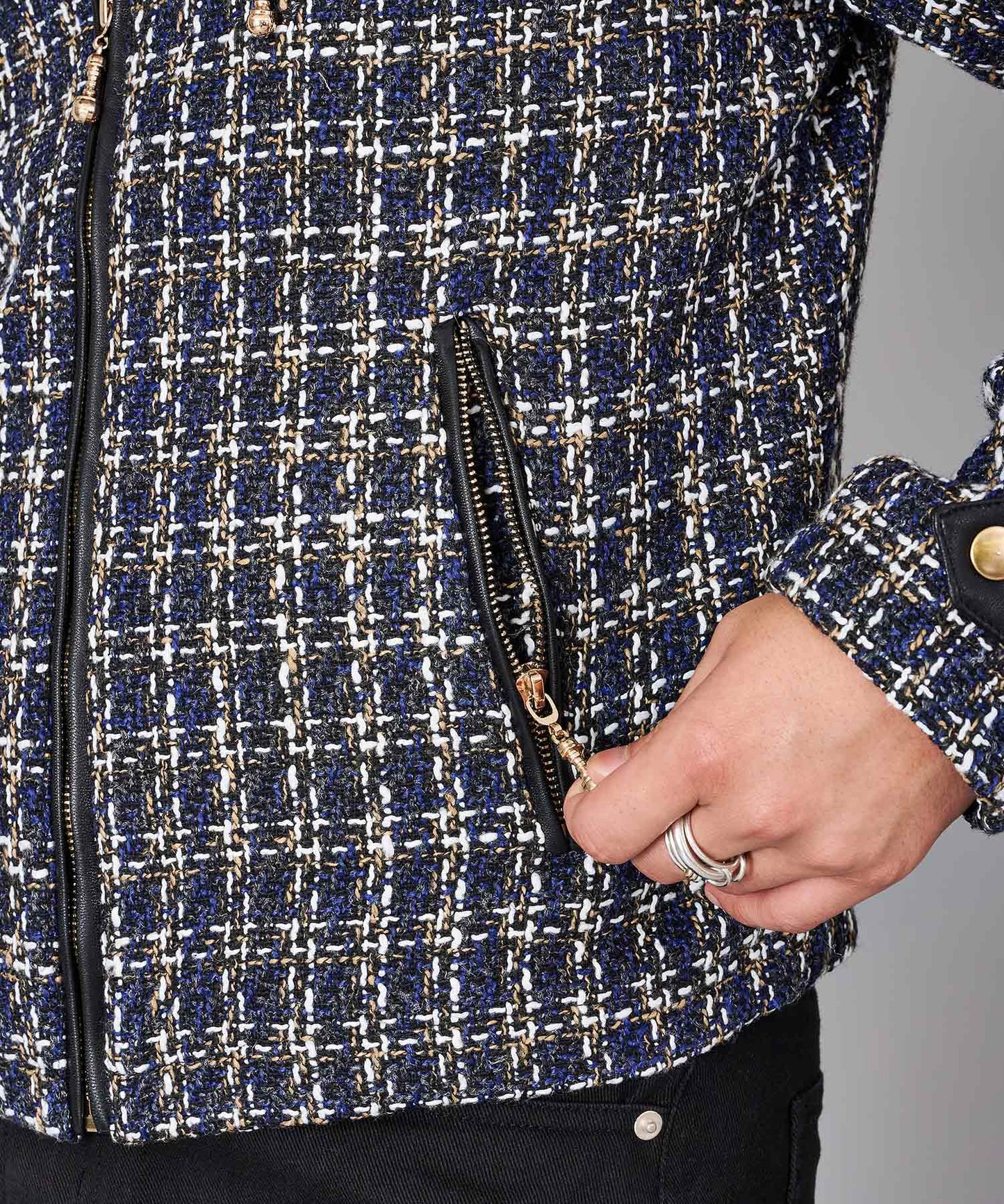 ツイードシングルライダースジャケット