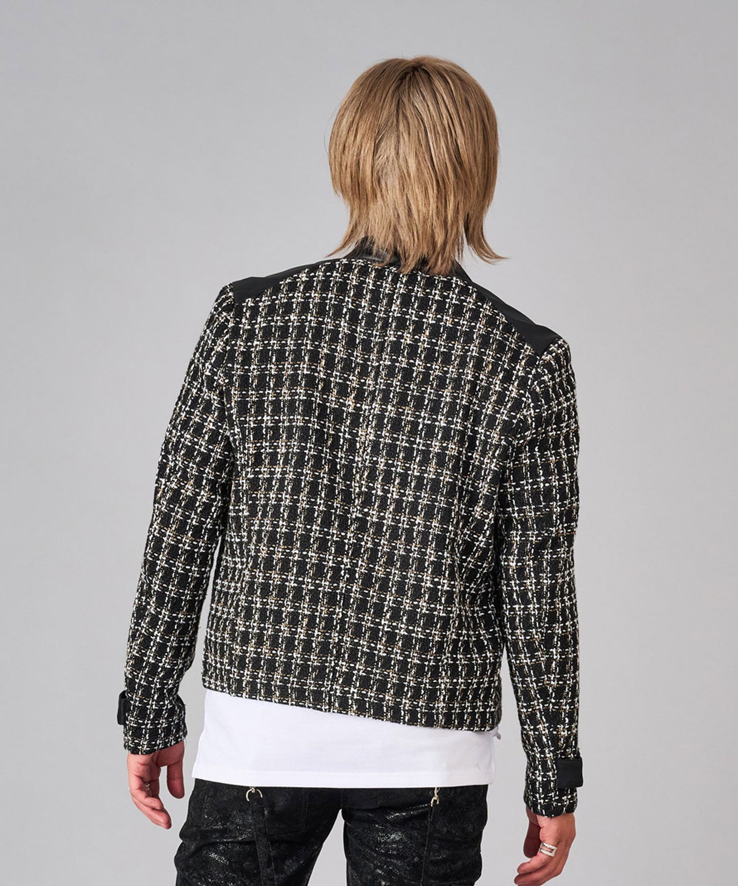 ツイードシングルライダースジャケット