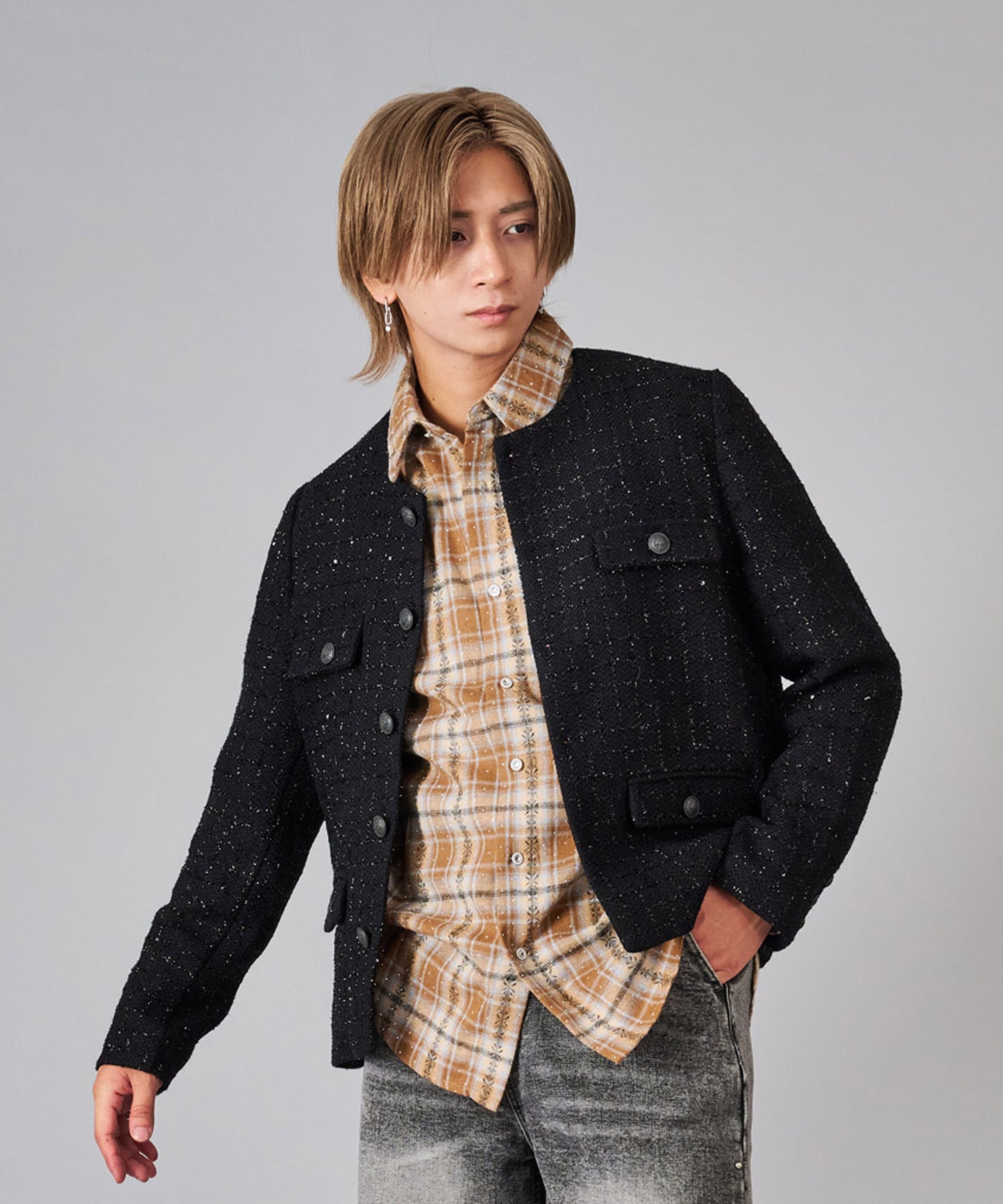 ツイードノーカラージャケット