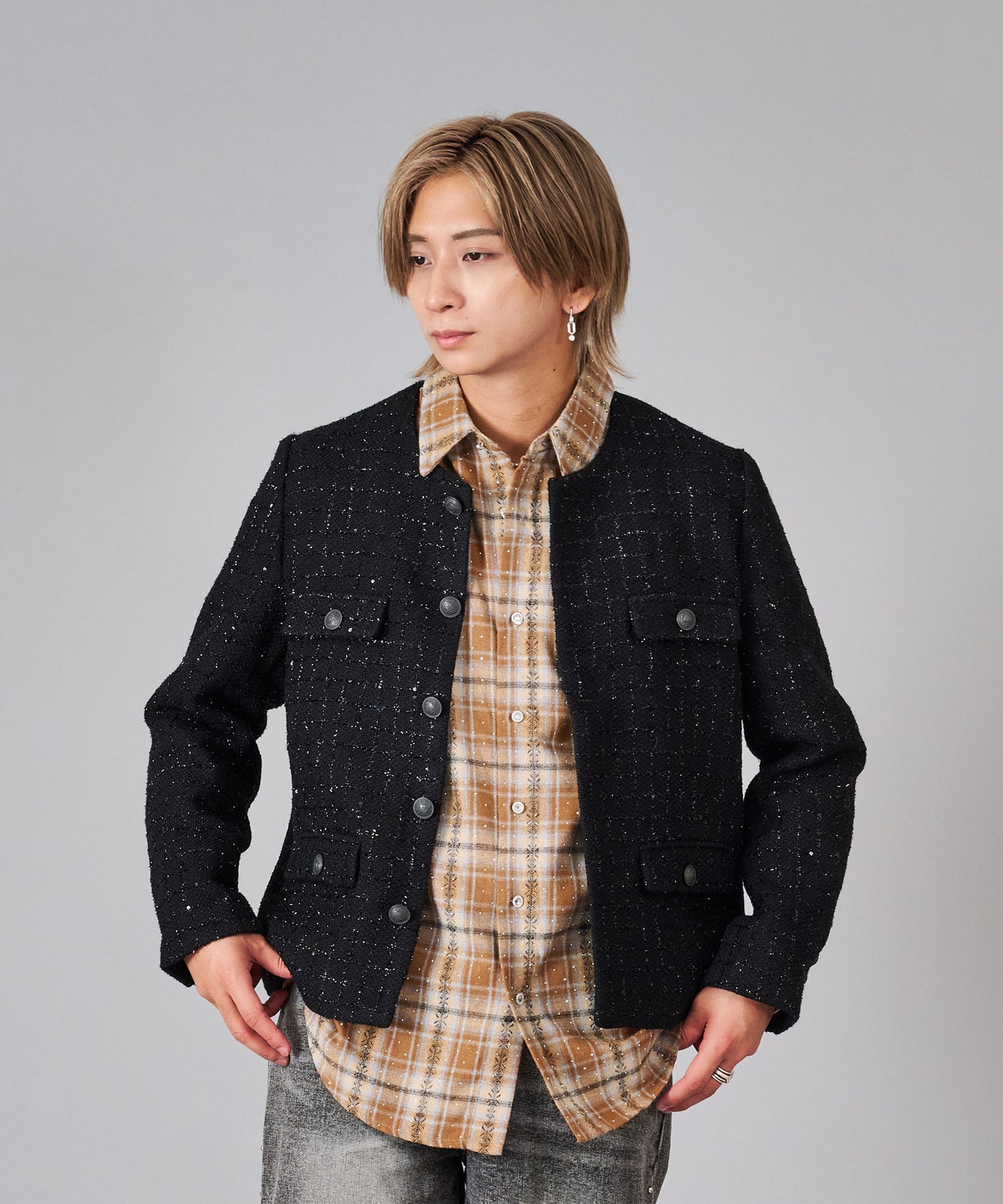 ツイードノーカラージャケット