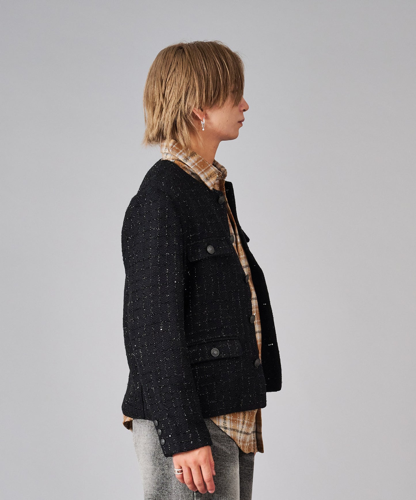 ツイードノーカラージャケット
