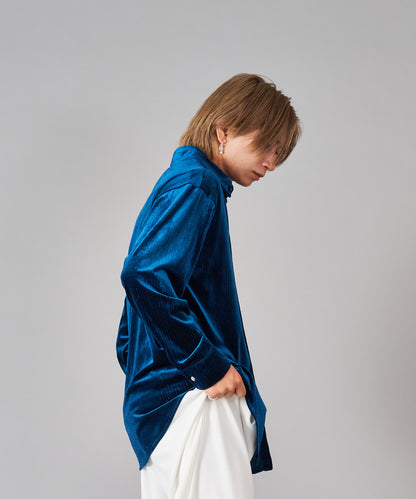 ラメストライプベロアシャツ