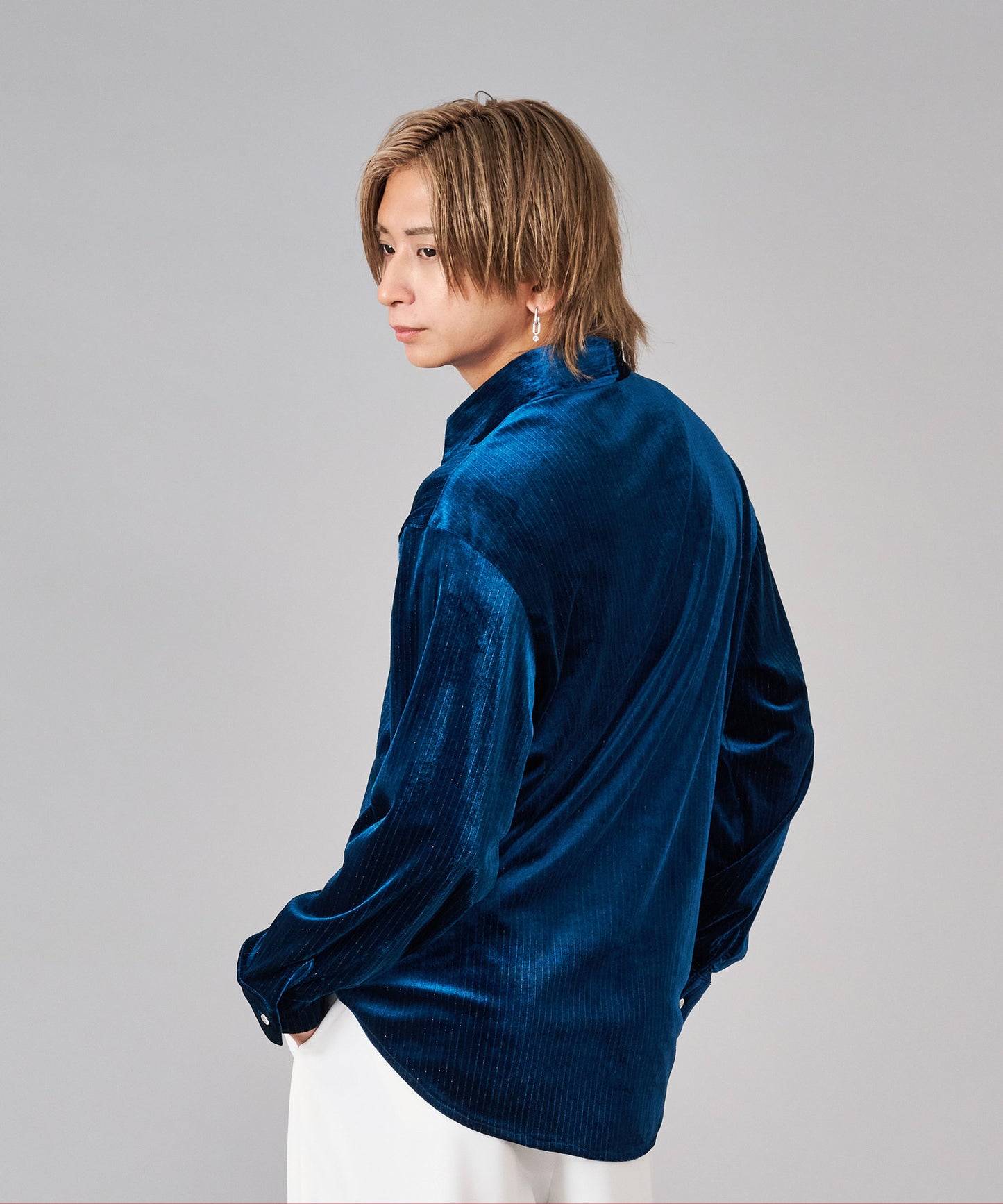 ラメストライプベロアシャツ