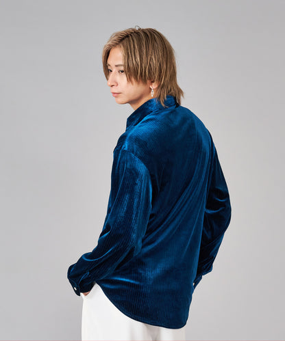 ラメストライプベロアシャツ