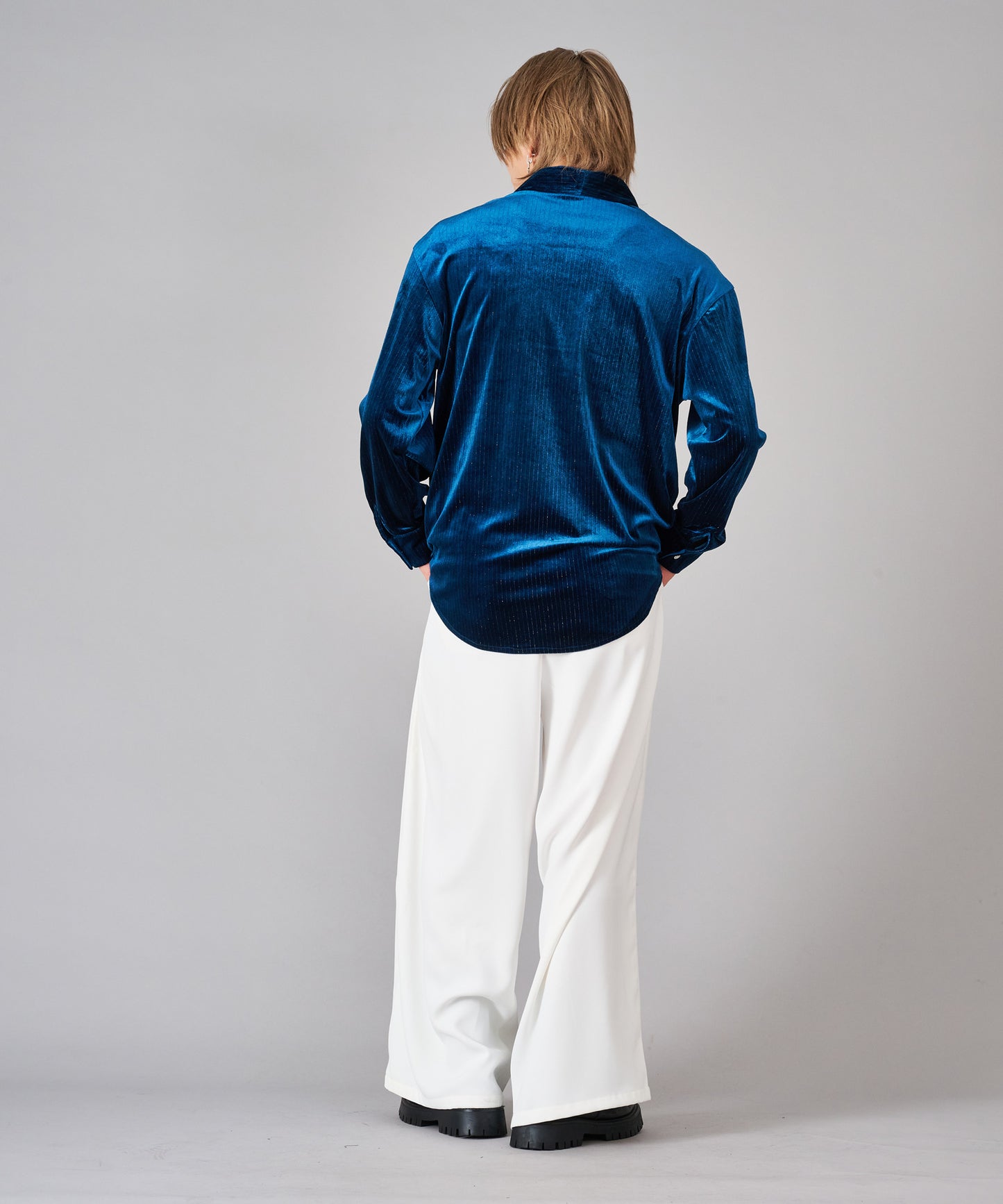 ラメストライプベロアシャツ