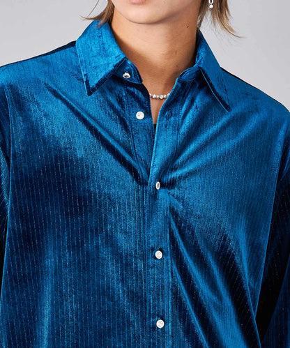 ラメストライプベロアシャツ