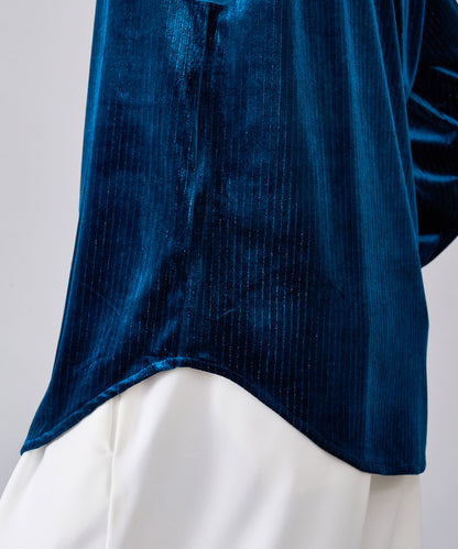 ラメストライプベロアシャツ