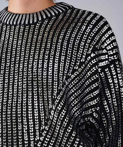 箔プリントショートセーター