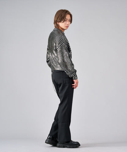 箔プリントショートセーター