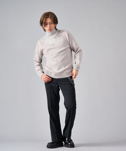 スパンコール刺繍タートルネック