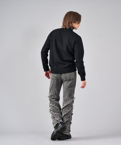 スパンコール刺繍タートルネック