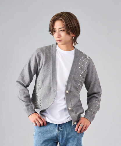 パールデザインニットカーディガン