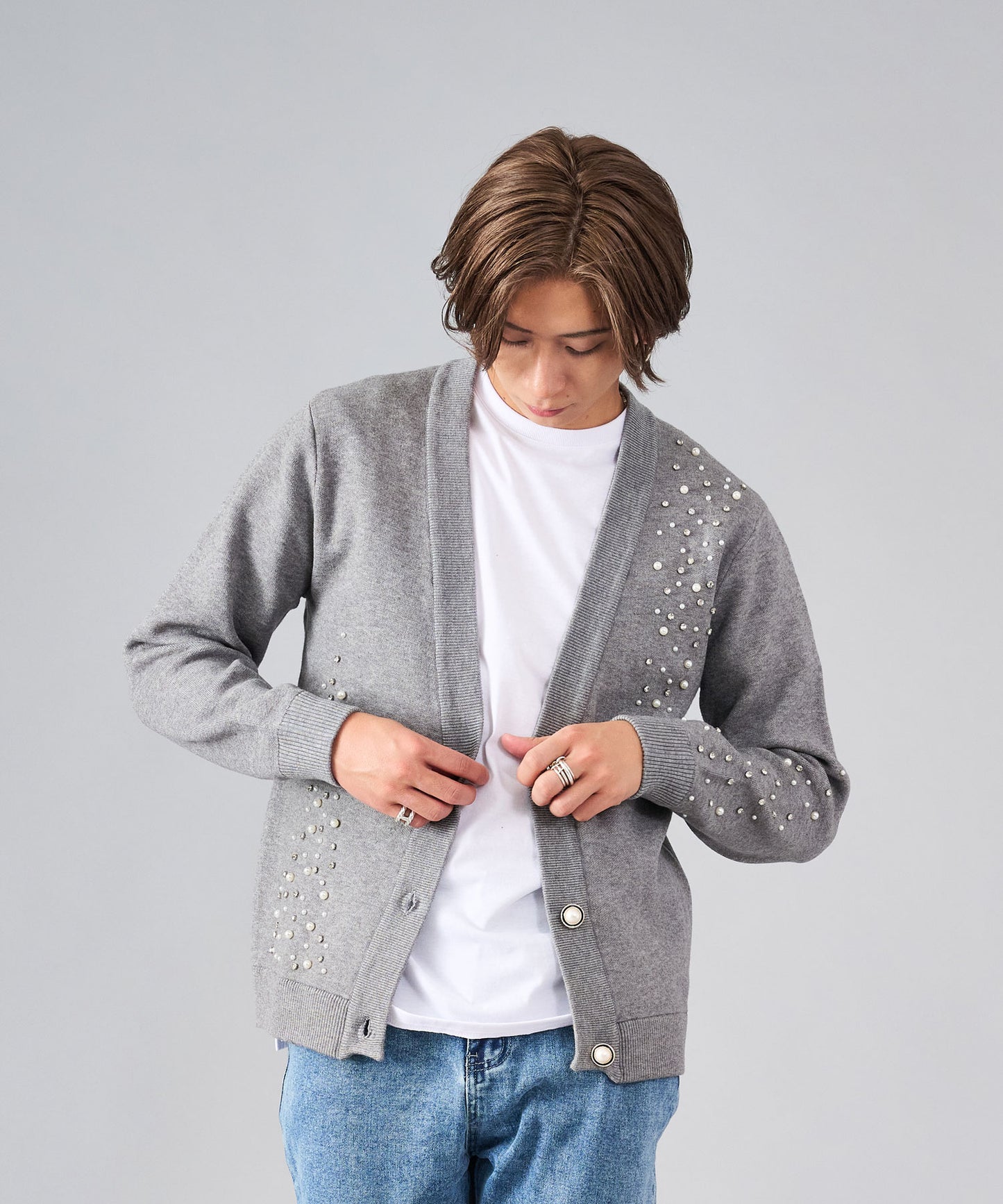 パールデザインニットカーディガン
