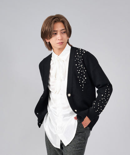 パールデザインニットカーディガン