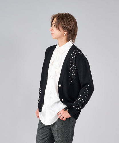 パールデザインニットカーディガン