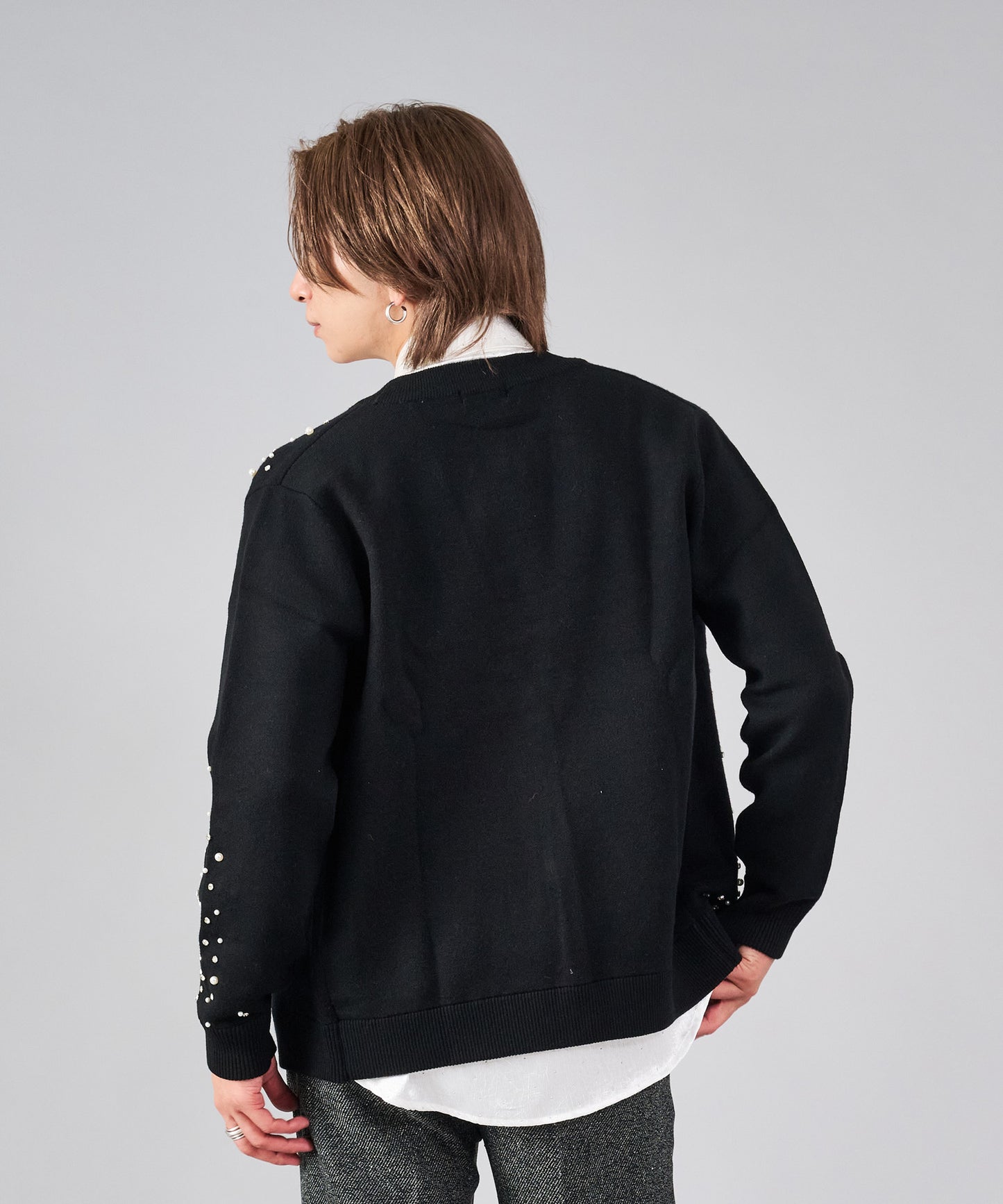 パールデザインニットカーディガン