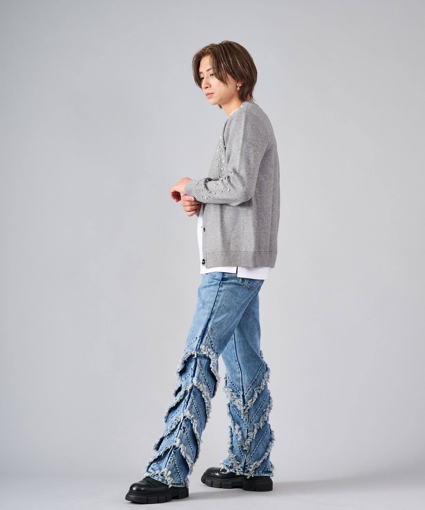 パールデザインニットカーディガン