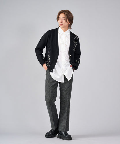 パールデザインニットカーディガン