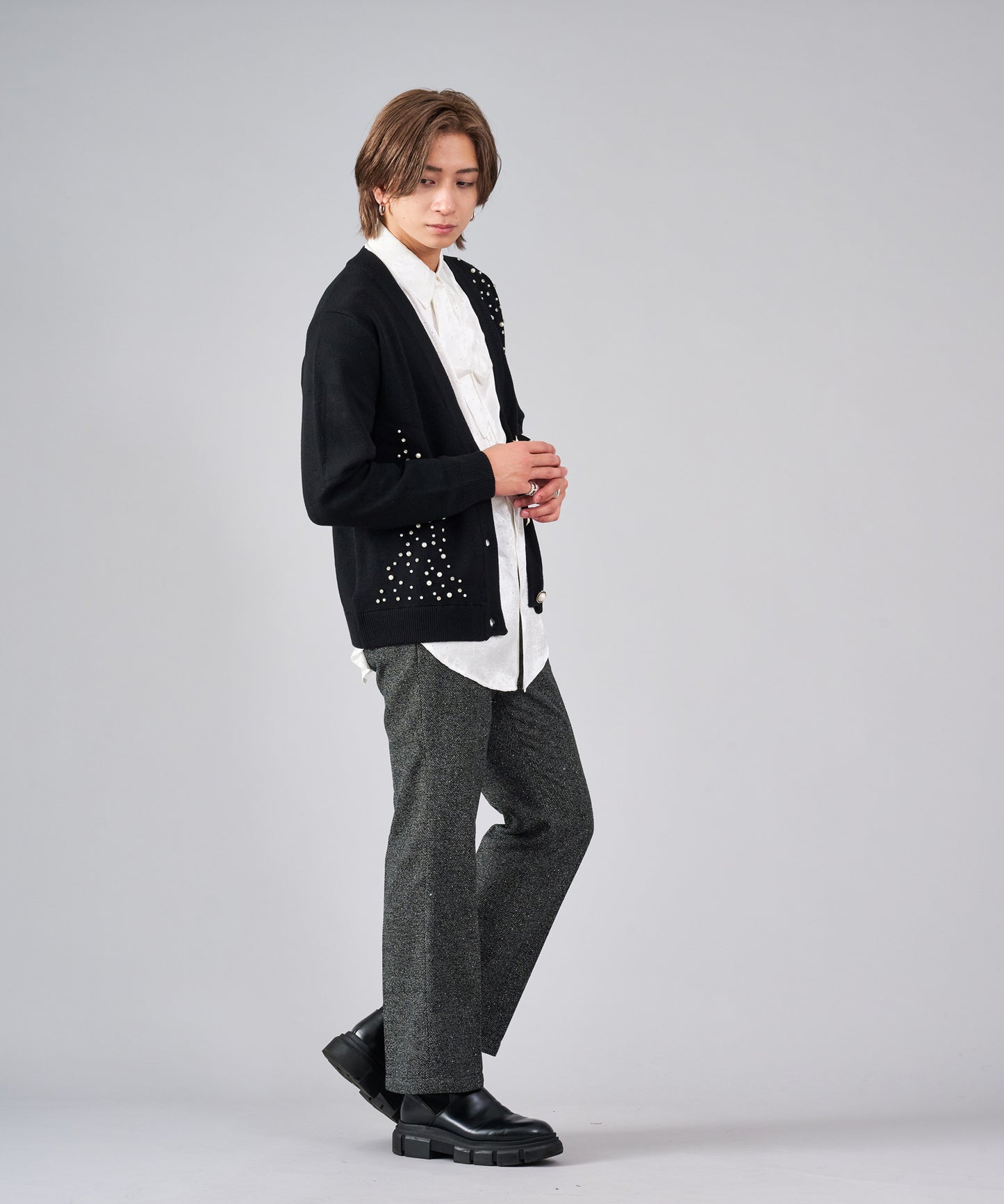 パールデザインニットカーディガン