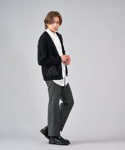 パールデザインニットカーディガン