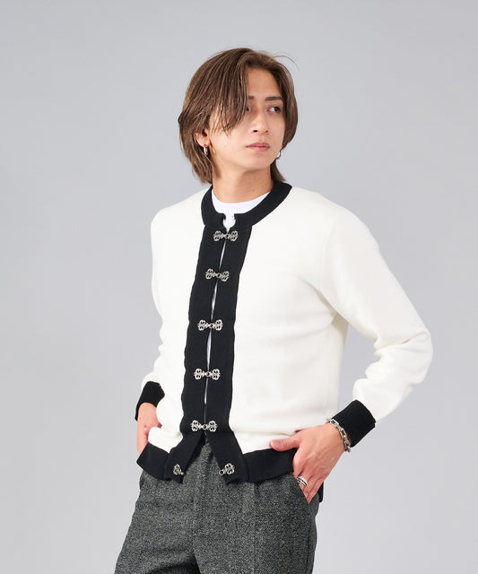 メタルボタンニットカーディガン