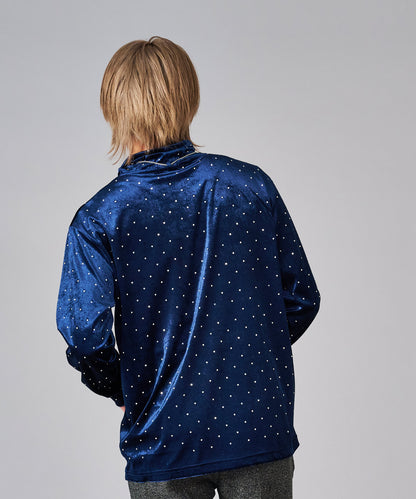 ラインストーン付きベロアタートルネック