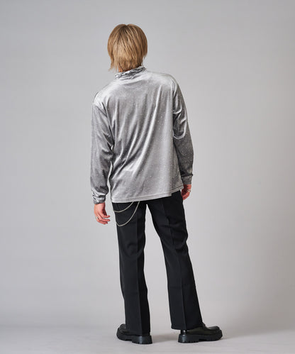 ラインストーン付きベロアタートルネック